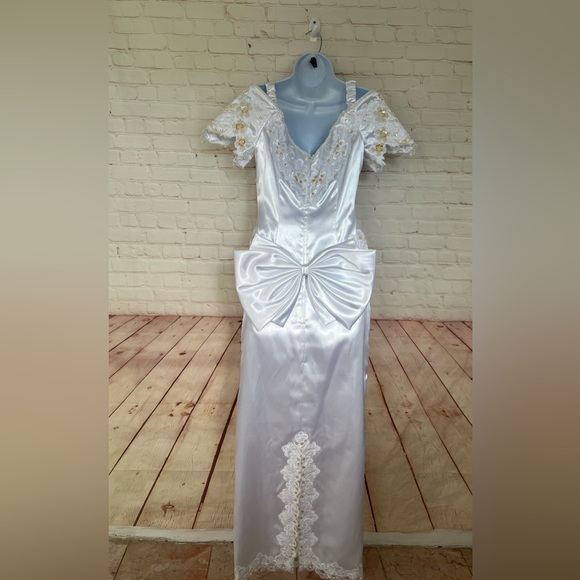 NWOT ALFRED ANGELO VTG white embellished dress size small ? no size tag - Picture 3 of 9